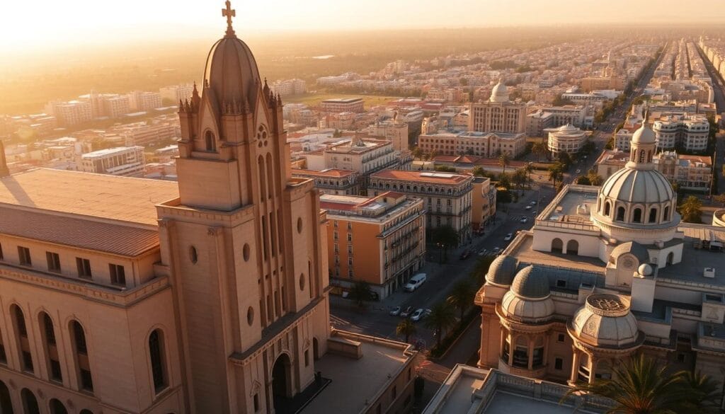 Casablanca hotels and Notre Dame de Lourdes architecture